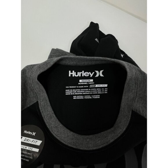 Hurley TShirt Baseball Tee Nike Dri Fit Black Grey Hurley Baseball Tee Mens M - Picture 4 of 10